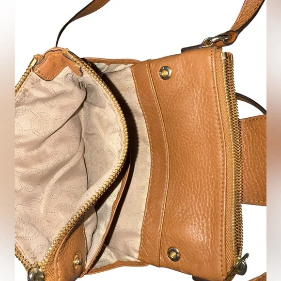 Michael Kors Fulton Crossbody Bag Cognac Pebbled Leather - Picture 8 of 10